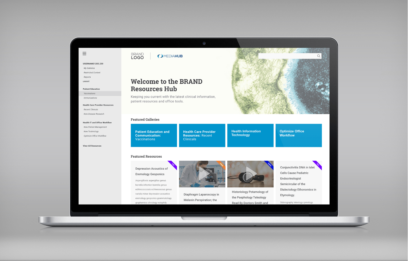 mockup of welcome screen on Media Hub