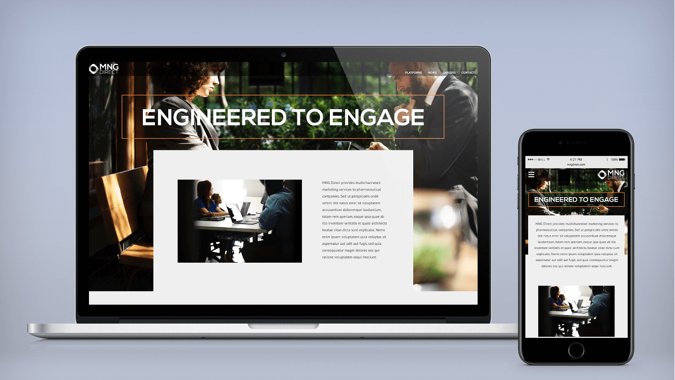 Mockup of M N G Direct's website